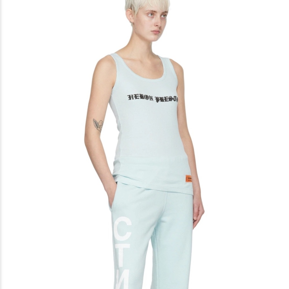 Heron Preston Blue Organic Cotton Tank Top